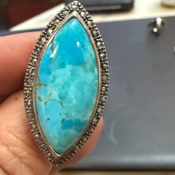 Jewelry - Sterling Silver Turquoise Marcasite Ring
